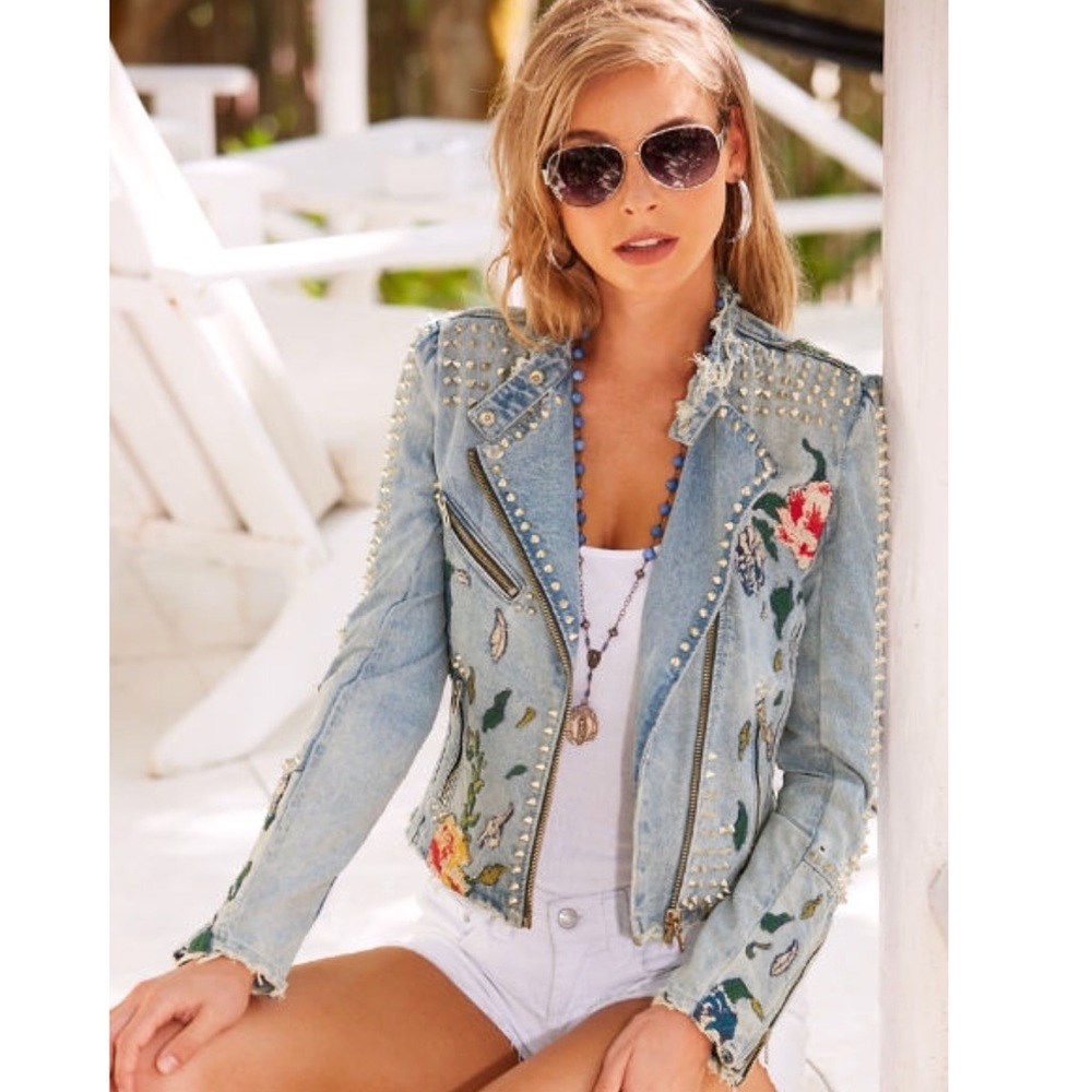 Blanknyc embroidered and studded denim jacket - Picture 4 of 4